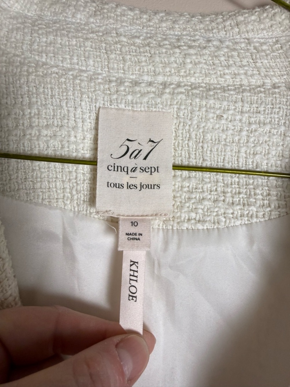 Cinq a Sept Bouclé Khloe Blazer in Gardenia Size 10 Textured White Jacket - Picture 4 of 10
